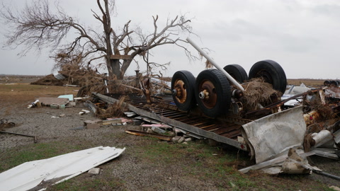 2020年飓风海洋之后，路易斯安那州卡梅伦遭受的飓风劳拉破坏视频素材模板下载