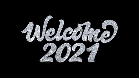 欢迎2021闪烁文字祝愿粒子问候、邀请、庆祝视频素材模板下载