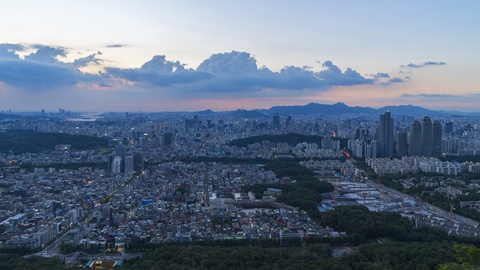 韩国首尔城市天际线的延时视频素材模板下载