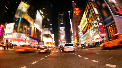 纽约时代广场街道延时摄影视频素材模板下载