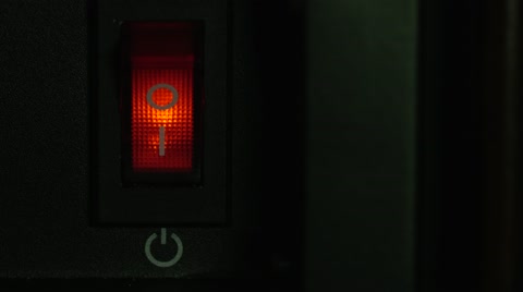 红色电源开关灯亮关闭视频素材模板下载