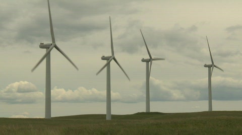 山脊上的风力涡轮机，#9视频素材模板下载