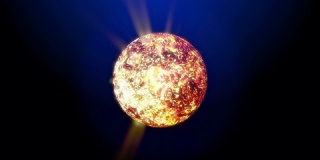 旋转的能量星闪耀着微弱的火花和炙热的气体核心