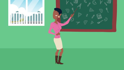 非洲女教师教学在黑板字符视频素材模板下载