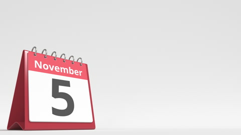 11月6日日期在翻转桌面日历页面上