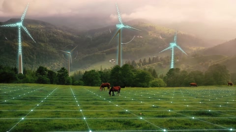 鸟瞰未来风力涡轮机能源的技术概念