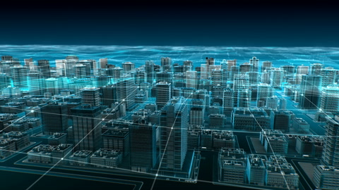 未来城市互联网上的智能传感器图标