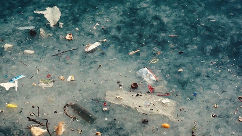海洋污染的特写视频