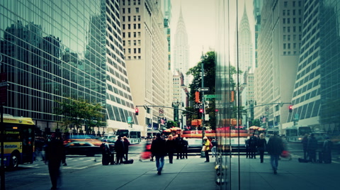 曼哈顿街道上的交通，时间流逝视频素材模板下载