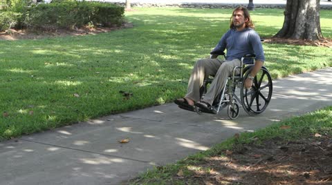 截瘫退伍军人轮椅视频素材模板下载