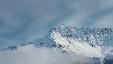 史诗般的美丽雪山峰景观视频素材模板下载
