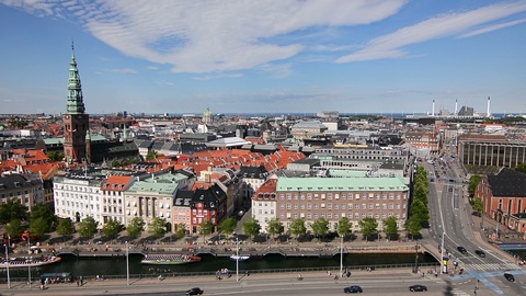 丹麦哥本哈根全景。城市天际线，鸟瞰图。