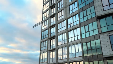 正在建设中的高层住宅公寓楼鸟瞰图