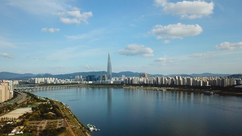 航拍韩国首尔城市