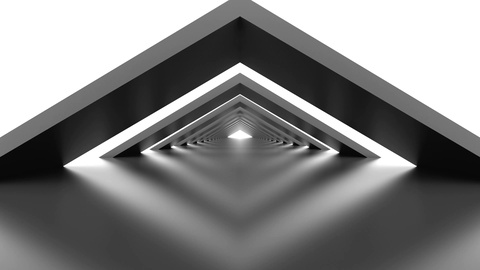 黑色三角形环状未来派建筑背景隧道