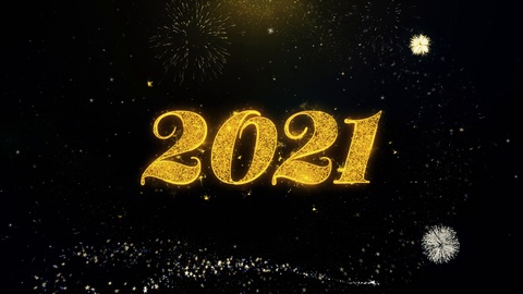 2021年新年快乐！金色颗粒爆炸烟花盛会视频素材模板下载