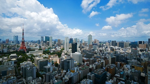 日本东京塔的特写镜头