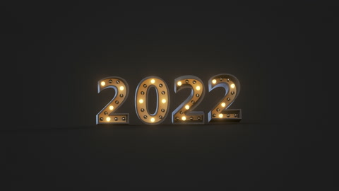 金色2022灯泡文本3D渲染动画视频素材模板下载