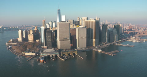 曼哈顿空中金融区、华尔街、炮台公园、渡轮码头