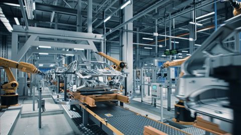 机器人自动汽车制造厂输送机视频素材模板下载