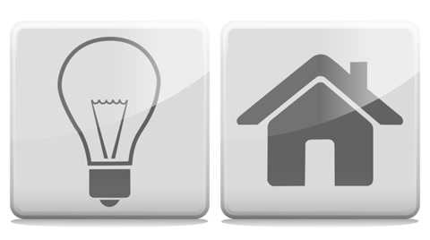 灯泡和房子图标视频素材模板下载