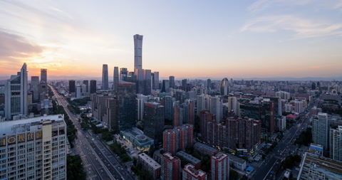 北京的日落景观天际线