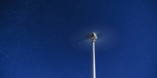 夜空星星背景下的风力涡轮机