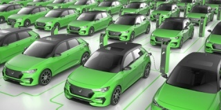 充电站绿色电动自动驾驶汽车充电俯视图