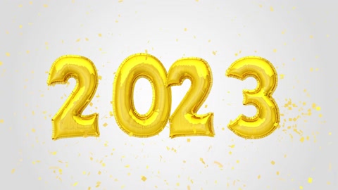 新年快乐2023圣诞快乐金箔气球文字装饰闪光视频素材模板下载
