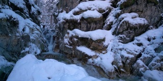 冬季 4k 循环小瀑布和河流