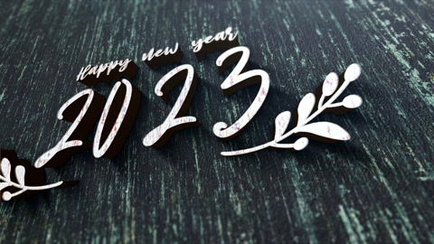 2023年新年快乐木chrome tex的3D动画视频素材模板下载