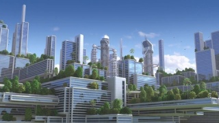 城市景观的3D动画4K高清镜头视频素材模板下载