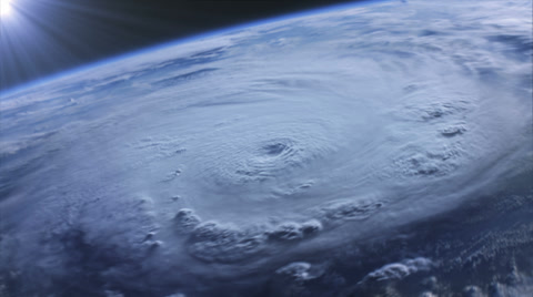 从太空中看到高度逼真的飓风