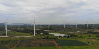 在自然绿地上用于发电的风力涡轮机