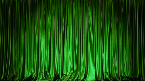 带有α通道的绿色金属闪光的3D动画舞台帷幕