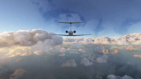 私人飞机在云层中飞行
