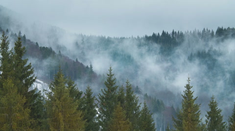 电影摄像机拍摄山雾气旋时间流逝