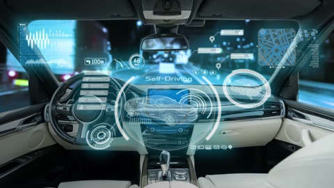 自动驾驶汽车驾驶舱视频素材模板下载
