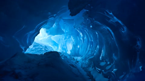 慢动作南极洲的冰洞