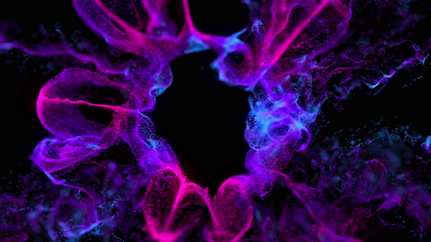 闪光紫色粒子动态爆炸路径特写