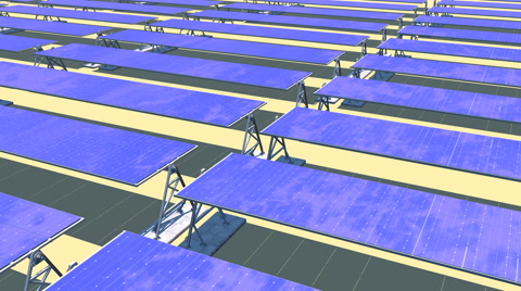 光伏太阳能电池板跟踪太阳3D动画4K视频素材模板下载