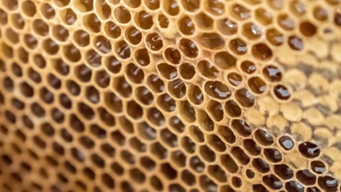 来自蜂巢的天然蜂窝和蜜蜂蜜视频素材模板下载