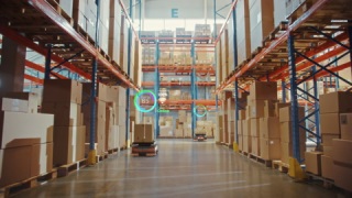 在仓库工作的自动送货机器人视频素材模板下载