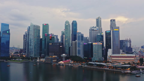新加坡金融区的空中拍摄