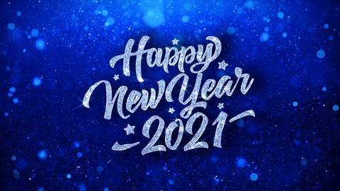 2021年新年快乐蓝色文字祝愿粒子问候、邀请视频素材模板下载