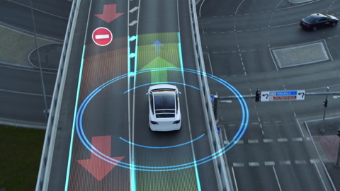 无人驾驶汽车驾驶在公路传感器扫描