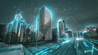 数字城市概念 智慧城市 人工智能技术视频素材模板下载