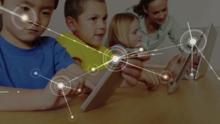 教师和学生使用的连接网络动画视频素材模板下载