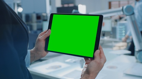 绿色模拟屏幕数字平板电脑。