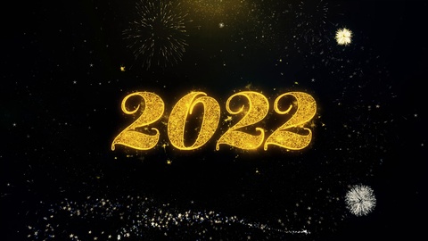 新年快乐2022书面金颗粒爆炸烟花表演视频素材模板下载